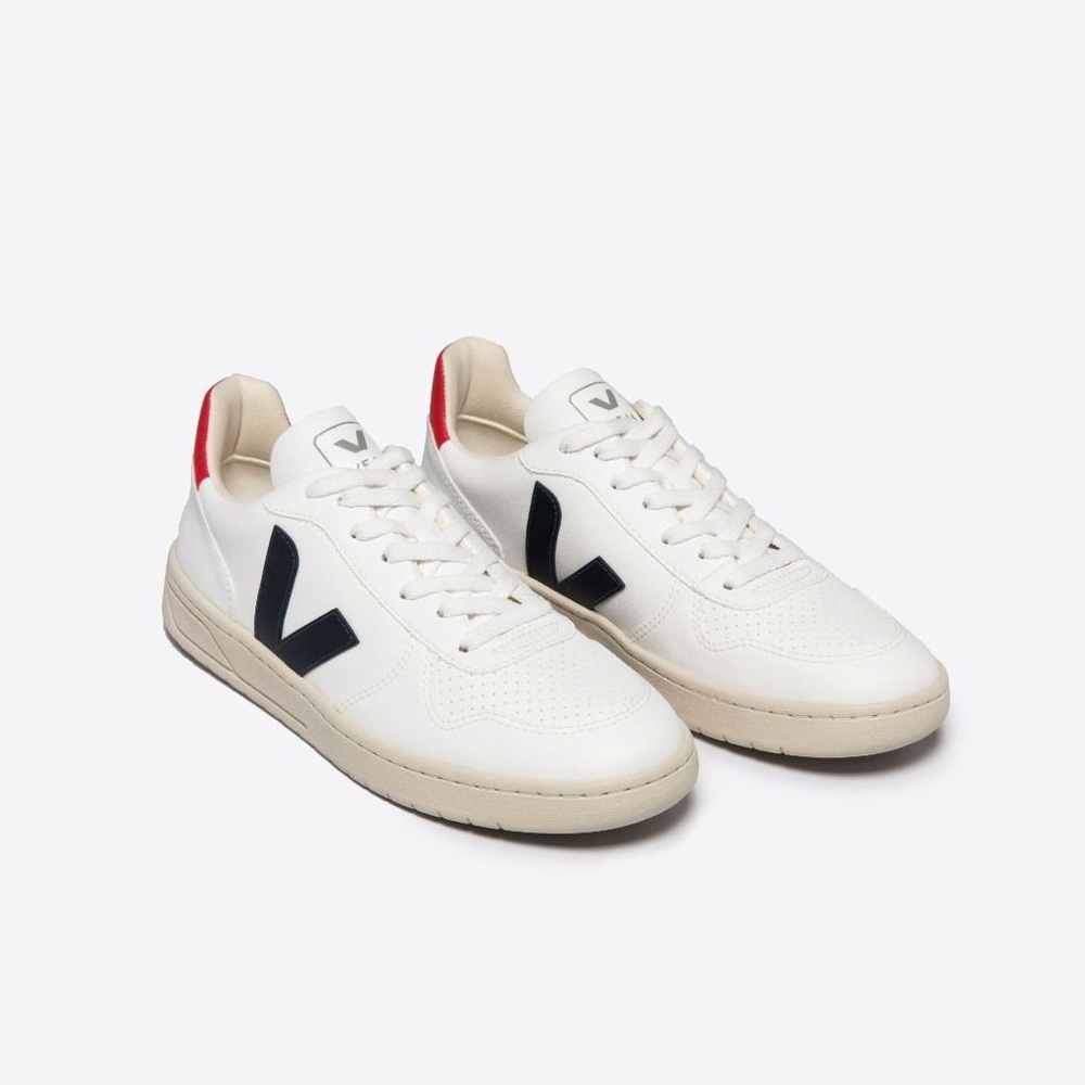 Veja V-10 Sneakers in White & Nautico